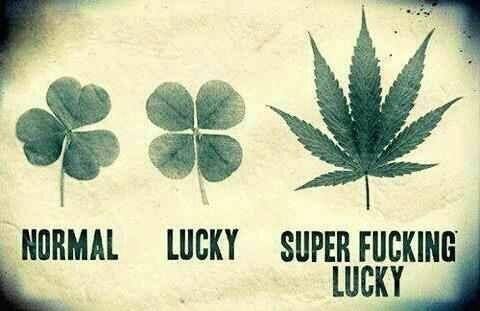 St. Patrick's Day, Clover Normal, four leaf clover lucky, marijuana leaf super fucking lucky